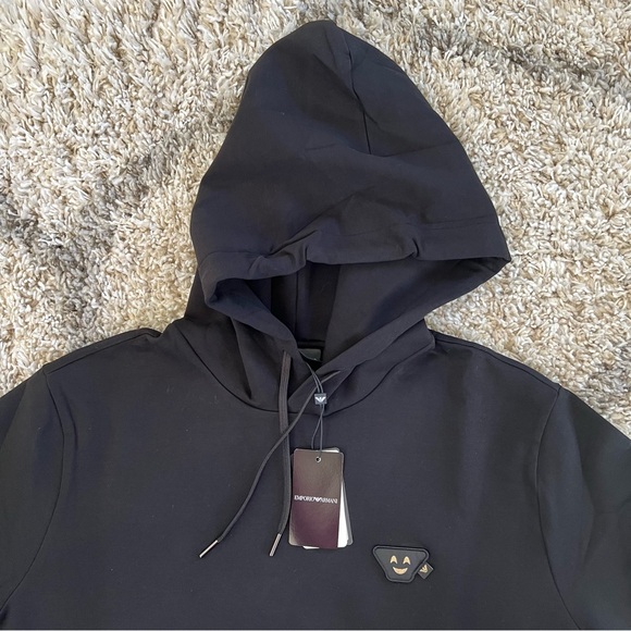 🖤 NWT🖤 EMPORIO ARMANI Emoji Patch Hoodie - Picture 5 of 10